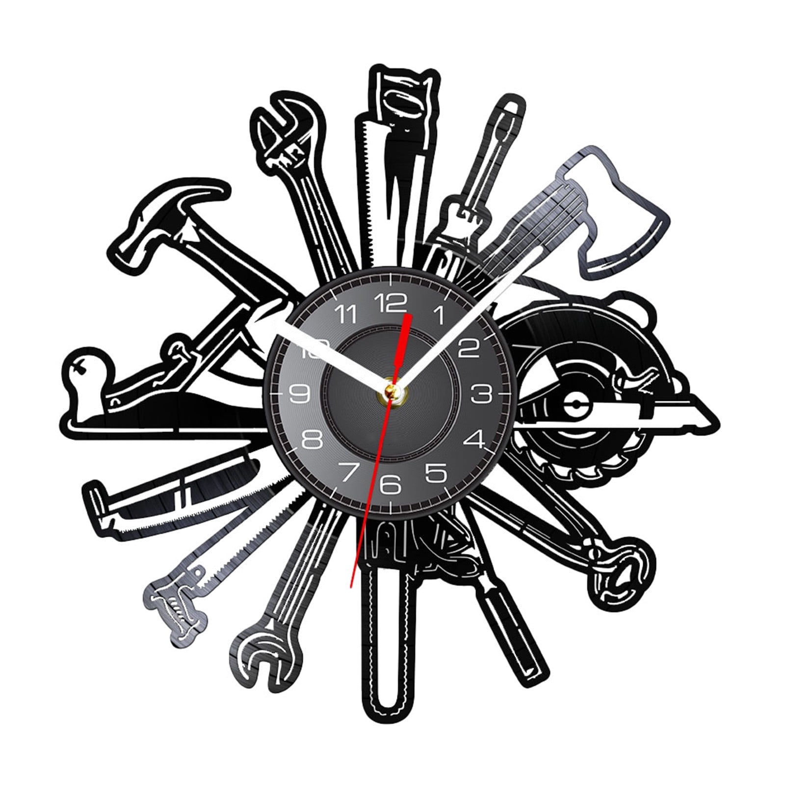 LLDYYDS Wall Clock Car Garage Tools Record Wall Clock Mechanic Service Car Wall Watch Repairing Tool Clock Repairman Gift Man Cave Room Decor
