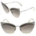 thumbnail image 1 of MIU MIU 56T NOIR MU56TS Silver Crystal Pave Strass Rimless Runway Sunglasses, 1 of 6