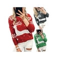 thumbnail image 5 of Seyurigaoka Women's Christmas Round Neck Long Sleeve Elk Pattern Loose Sweaters, 5 of 6