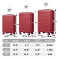 thumbnail image 6 of Tcbosik 3-Piece Set Hardshell Luggage Set, Lightweight Travel Suitcase with Spinner Wheels, 20/24/28 inch, Wine Red, 6 of 11