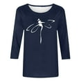 thumbnail image 4 of Clothes for Women Women's Dragonflies Graphic T-Shirt 3/4 Sleeves Blouse Crew Neck Casual Tops Clothes Summer, 4 of 4