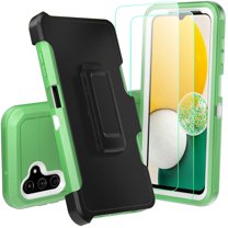 NIFFPD Samsung Galaxy A13 5G Case with Screen Protector Tough Rugged Shockproof Protective Phone Case with Belt-Clip Holster Green&White