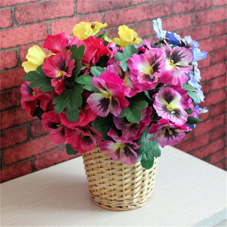4Bundles Fake Flowers Pansy Small Wild Flower Daisy Faux Plastic Purple  Flowers For Home Wedding Kitchen Garden Table Centerpieces Indoor Outdoor  Decor