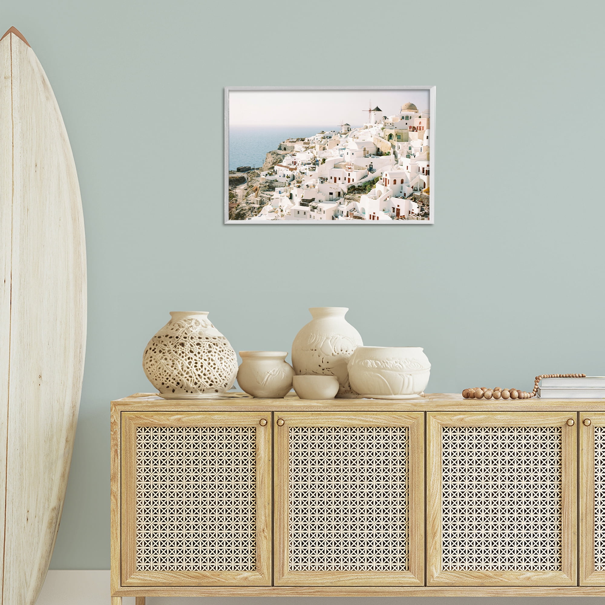 Stupell Industries European Seaside City Town & City Photography White Framed Art Print Wall Art, 24 x 16