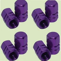 Hexagon Design Valve Stem Caps, Purple Aluminum Alloy (8 Pieces)