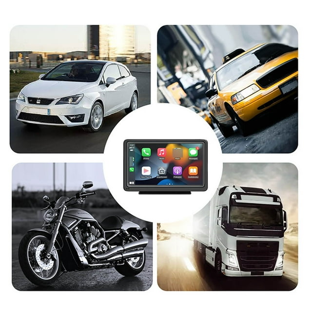 2025 Newest Portable Carplay Screen For Car 7 Inch IPS Touchscreen Car Stereo Support Wireless Carplay Trucking Sign Wireless Backup Car Camera with Front View & Recording Vehicle Backup Cameras