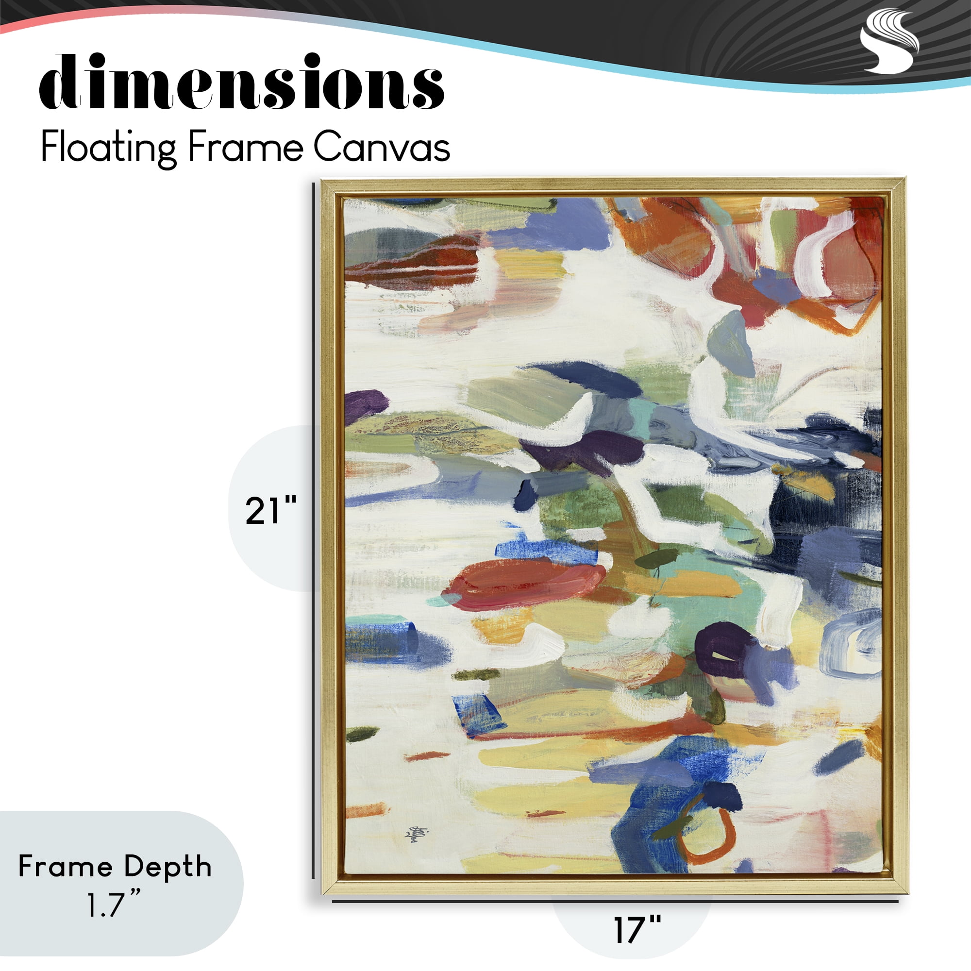Stupell Industries Primary Hued Abstraction Gold Framed Floater Canvas Wall Art, design by Lisa Ridgers