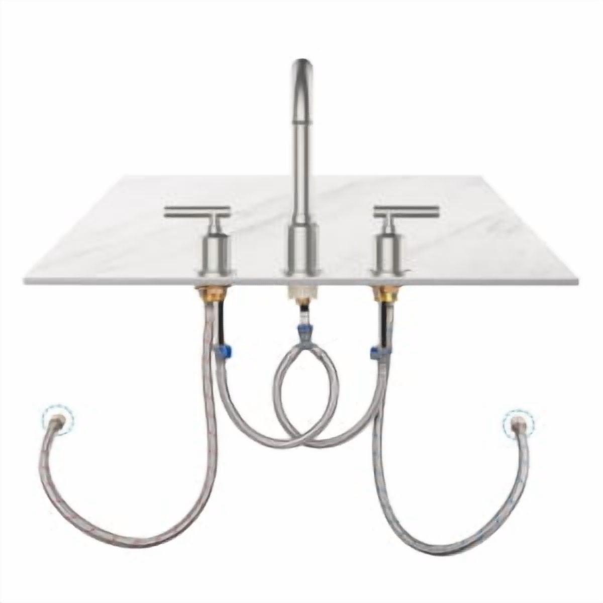 TEQIN Bathroom Faucet,Brushed Nickel Widespread Bathroom Sink Faucet, 8 Inch Bathroom Faucet for Sink,3 Hole with Stainless Steel Drain For RV Restroom Bathroom