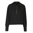 thumbnail image 6 of XFLWAM Women's Casual Half Zip Sweatshirts Long Sleeve Solid Color Cropped Pullover Jackets Fall Solid Color Coats L, 6 of 8