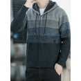 thumbnail image 2 of Cenuakty Men Winter Zipper Sweaters Contrast Color Long Sleeve Hoodie Cardigan Fall Casual Knitted Jumpers for Streetwear, 2 of 8