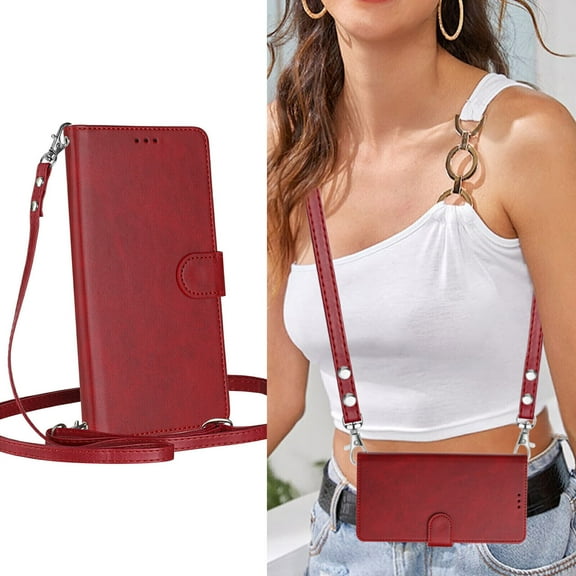 iPhone 13 Mini Case ,RFID Blocking Cover Crossbody Lanyard Flip Leather Wallet Case for iPhone 13 Mini