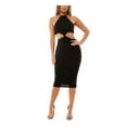 thumbnail image 1 of ALMOST FAMOUS Womens Black Ribbed Cut Out Sleeveless Halter Below The Knee Party Body Con Dress M, 1 of 4