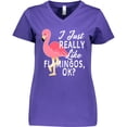 thumbnail image 3 of Inktastic I Just Really Like Flamingos Ok with Pink Flamingo Women's V-Neck T-Shirt, 3 of 5