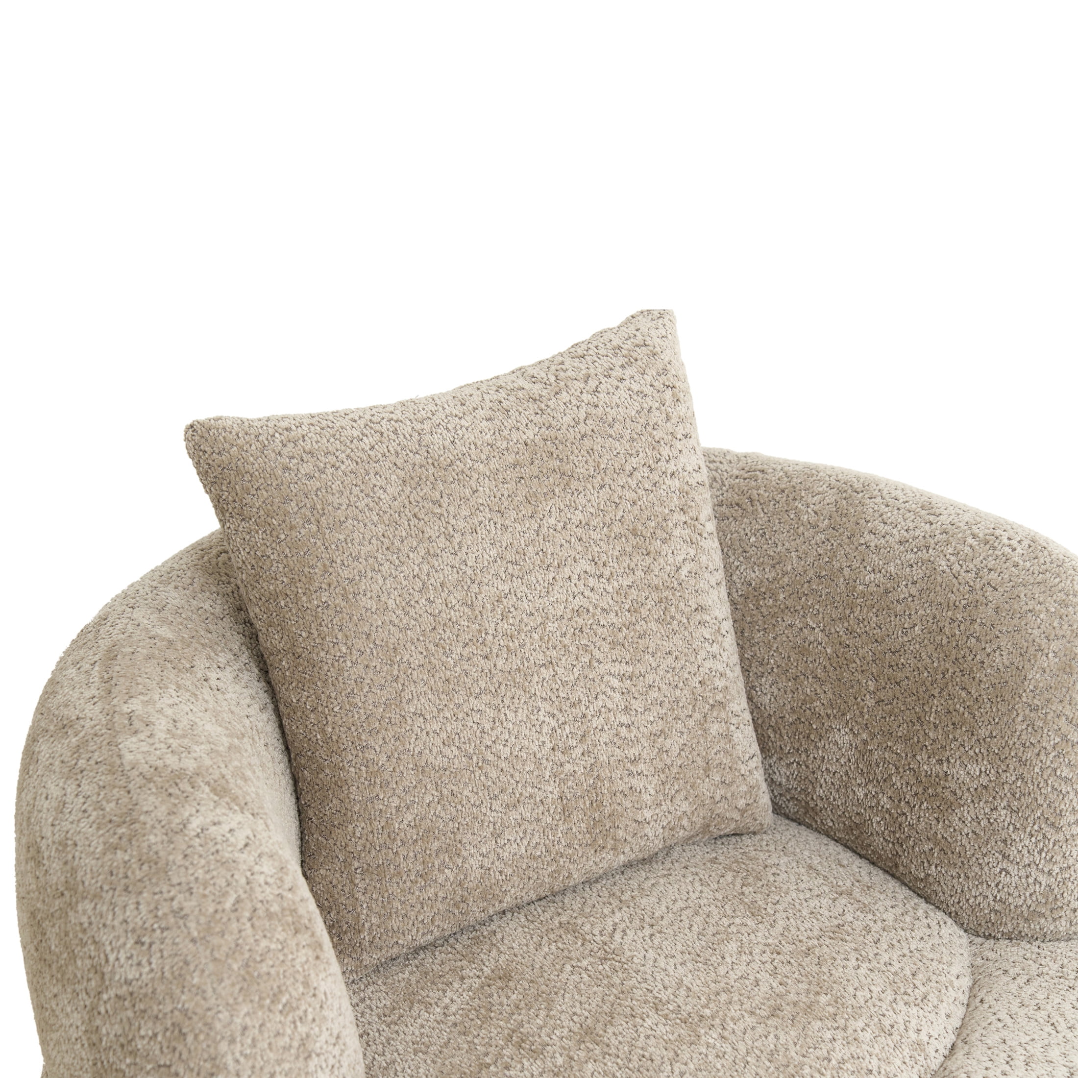 Noble House Kilby Nordic 36" Chenille Bucket Accent Chair with Ottoman, Lazy Lounge Club Chair for Living Room, Camel