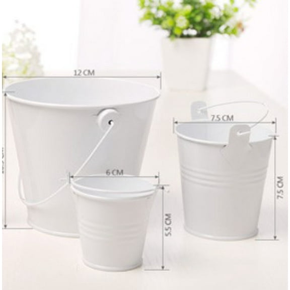 GUIYONG Small Metal Buckets With Handle For Classroom Party And Decorative Use Ideal Grease Catcher For Grill White Tin Pails For Oil Collection