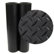 Rubber-Cal "Diamond-Plate" Rubber Flooring Rolls - 3 mm x 4 ft x 8 ft Rolls - Black