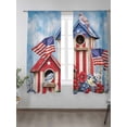 thumbnail image 2 of 4th of July Sheer Curtains 72 inches Long, US Flag Butterfly Bird Flower Wooden House Light Filtering Sheer Window Curtains Rod Pocket Voile Drapes for Bedroom Living Room, 52"W x 72"L 2 Panels, 2 of 7