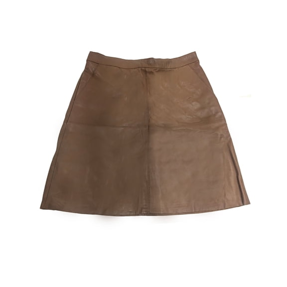 GANT Dark Cognac Lamb Leather Lined Skirt 478229 Size Small