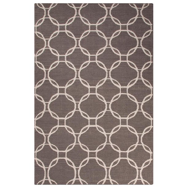 9 X 12 Taupe Brown And Cream Maroc Chain Pattern Wool Area Throw Rug Walmart Com Walmart Com