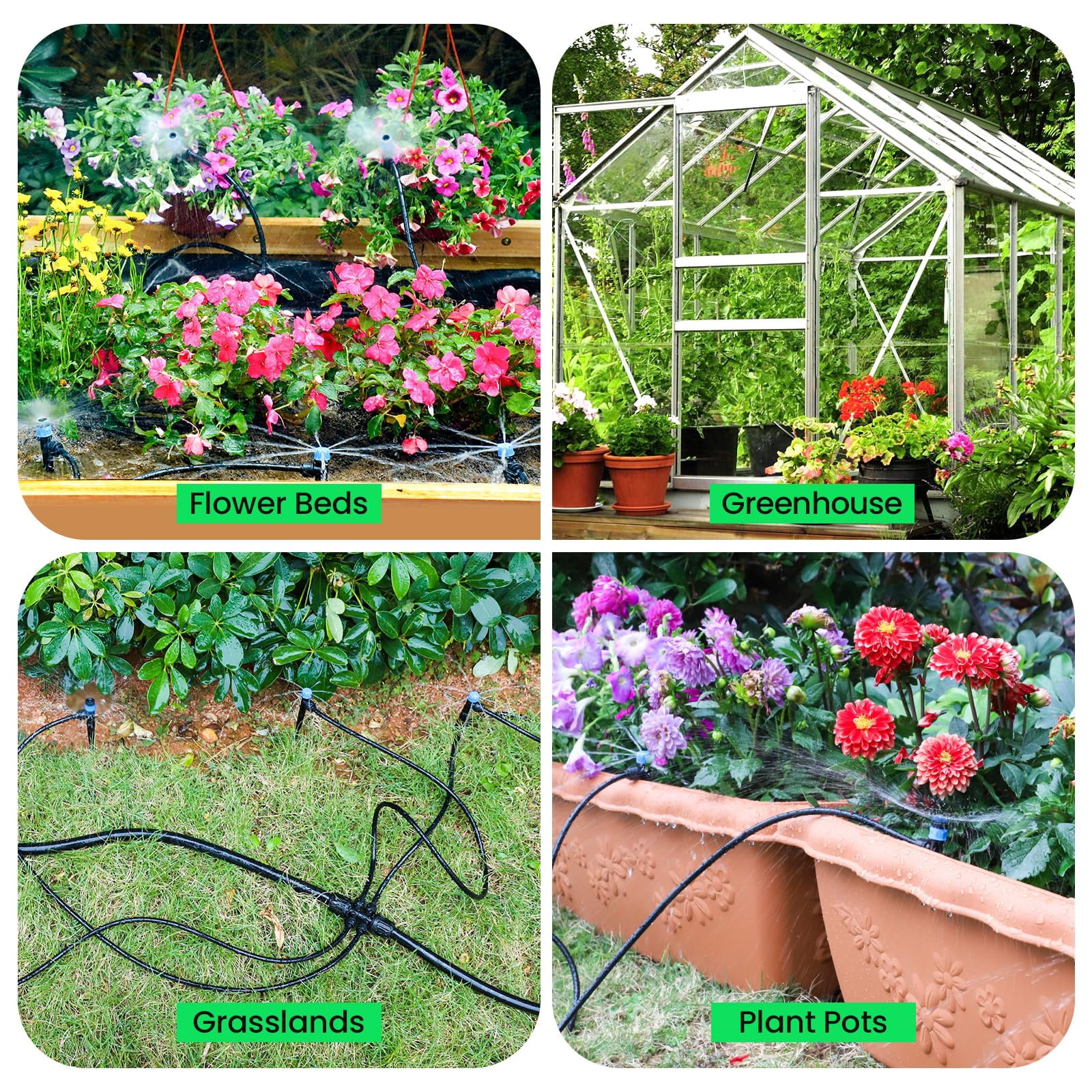 230FT Drip Irrigation System Kit Automatic Garden Watering System with Adjustable Nozzles Sprinklers for Garden Greenhouse Lawn