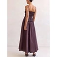 thumbnail image 5 of Chocolate Womens Ruffle Trim Spaghetti Strap Maxi Dress, Smocked Shirred Waist Flowy A-Line Sundress, 5 of 8