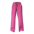 thumbnail image 4 of MDUKONU Women's Tall Linen Pants High Waisted Linen Blend Elastic Waistband Pink S, 4 of 4