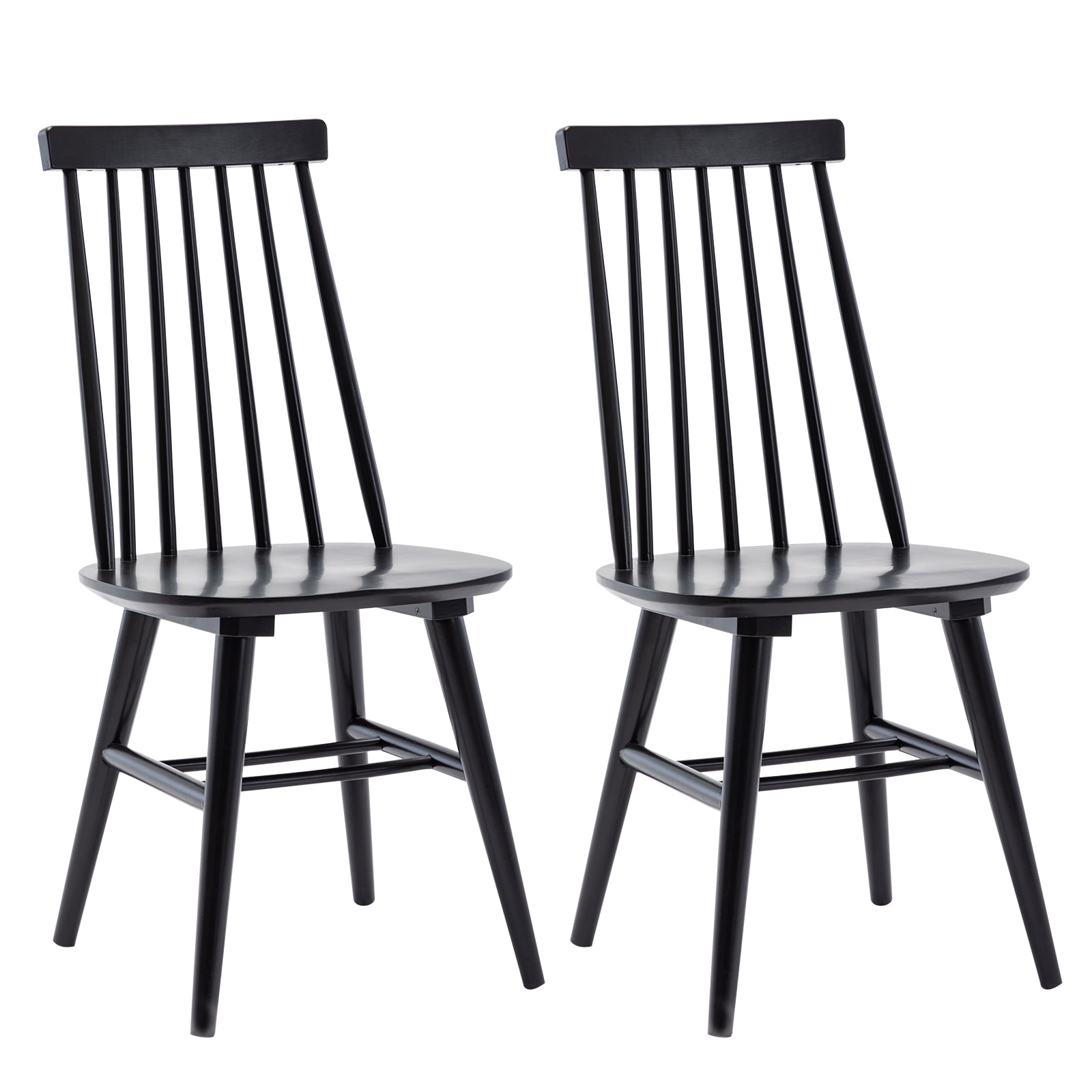 Duhome Elegant Lifestyle Dining Chairs Set of 2, Wood Dining Room Chairs Slat Spindle Back Kitchen Room Chair Windsor Chairs, Black