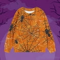 thumbnail image 2 of CLOISE Youth Sweatshirt Girls Boys Halloween Long Sleeve Crew Neck Tops Spider Web Print Outfits Fall Winter Clothes Coffee 1-12T, 2 of 4