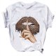 thumbnail image 2 of Puntoco Moda Mujer O-cuello Labio rojo Boca Imprimir Manga corta Casual top Camiseta Blusa Puntoco Puntoco-628, 2 of 9
