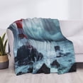 thumbnail image 4 of Vsdgher Lighthouse in a Stormy Sea Pattern Fleece Throw Blanket, Horizontal Fleece Bedding Home Decor for Couch & Bed All Season Use -50"x40", 4 of 7
