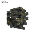 thumbnail image 3 of Uxcell 50pcs Handmade PU Leather Label Sew on Embossed Tag Embellishment 2.17"L Jeans Bags Shoes Hat Black Gold, 3 of 6