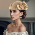 thumbnail image 2 of DJN Women's Fashion Beret Hat Lace Embroidered Decorative Cap Elegant Knit Vintage Style Khaki One Size, 2 of 3