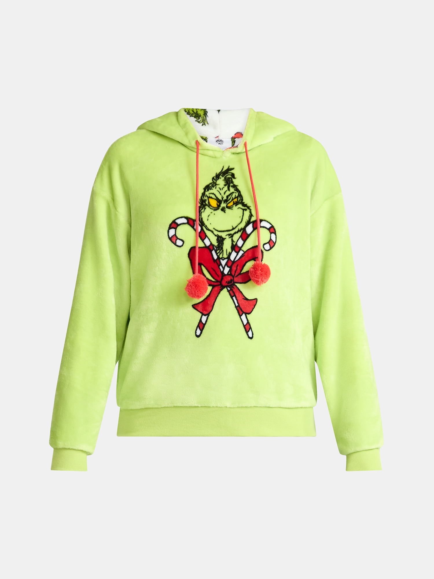 Dr. Seuss The Grinch Women's Reversible Graphic Fleece Hoodie with Long Sleeves, Sizes XXS-XXL