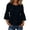 Black, variant on Women 3/4 Sleeve Crewneck Fall Fashion Tops Dressy Casual Flowy Shirts Blouses Cute Ruffle Tops Loose Fit Blouse Navy S