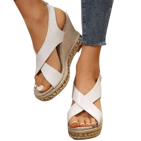 Large Size Women s Sandals  Sponge Cake Heel  Sloping Heel  Fish Mouth  Running Shoes  Comfortable Fit  Lightweight  For Daily Wear  Walking  Outdoor Activities  Plus Size Shirts for Women