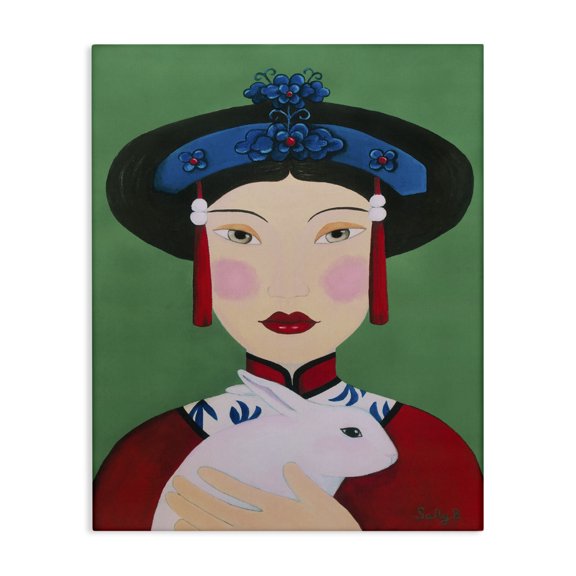Stupell Industries Eclectic Woman And Rabbit Canvas Art, 36 x 48, by Sally B