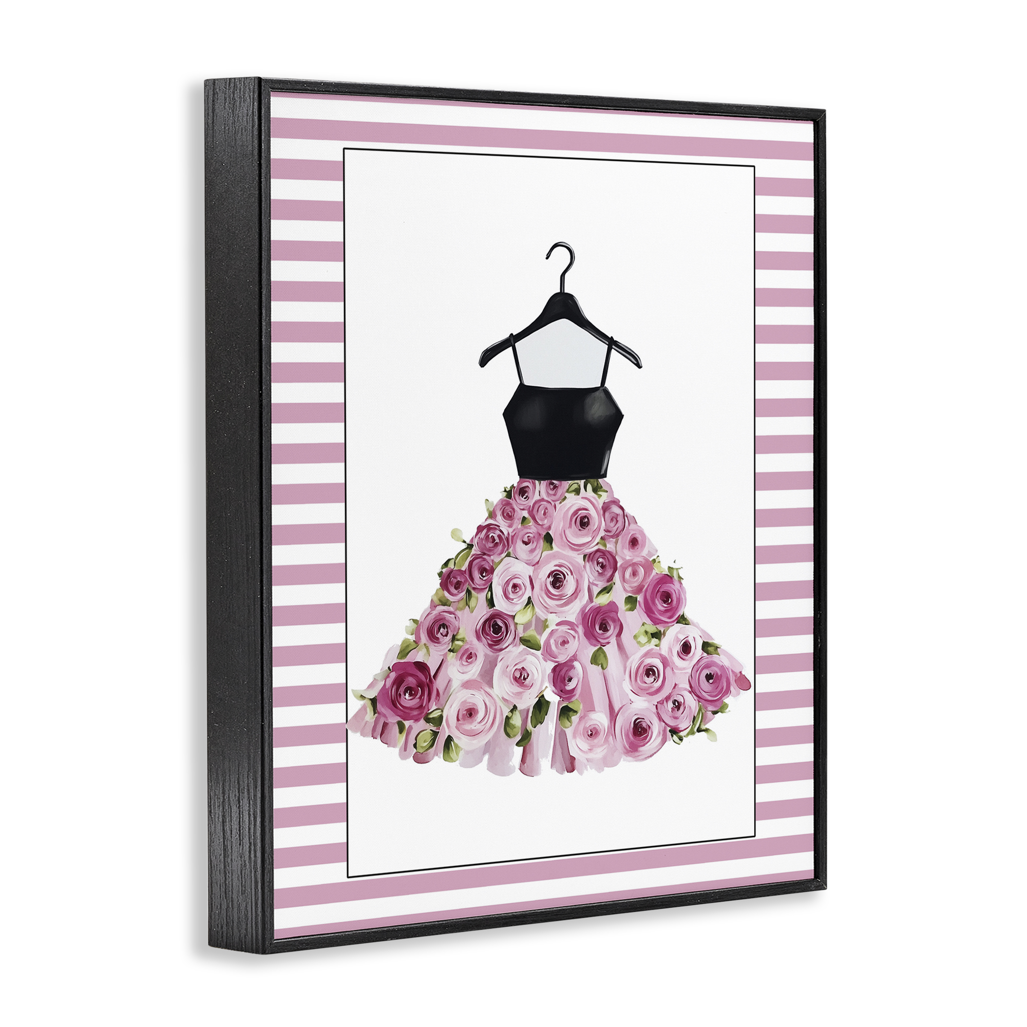 Flower Bedecked Dress Black Framed Giclee Art, design by Christine Simpson Art