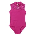 thumbnail image 3 of inhzoy Girls Lace Splice Turtleneck Ballet Dance Leotard Tulle Modern Dancewear A Rose Red 5-6, 3 of 7
