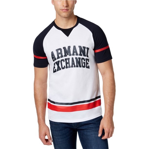 Camiseta básica Giorgio Armani Varsity Logo Hombre Blanco Grande