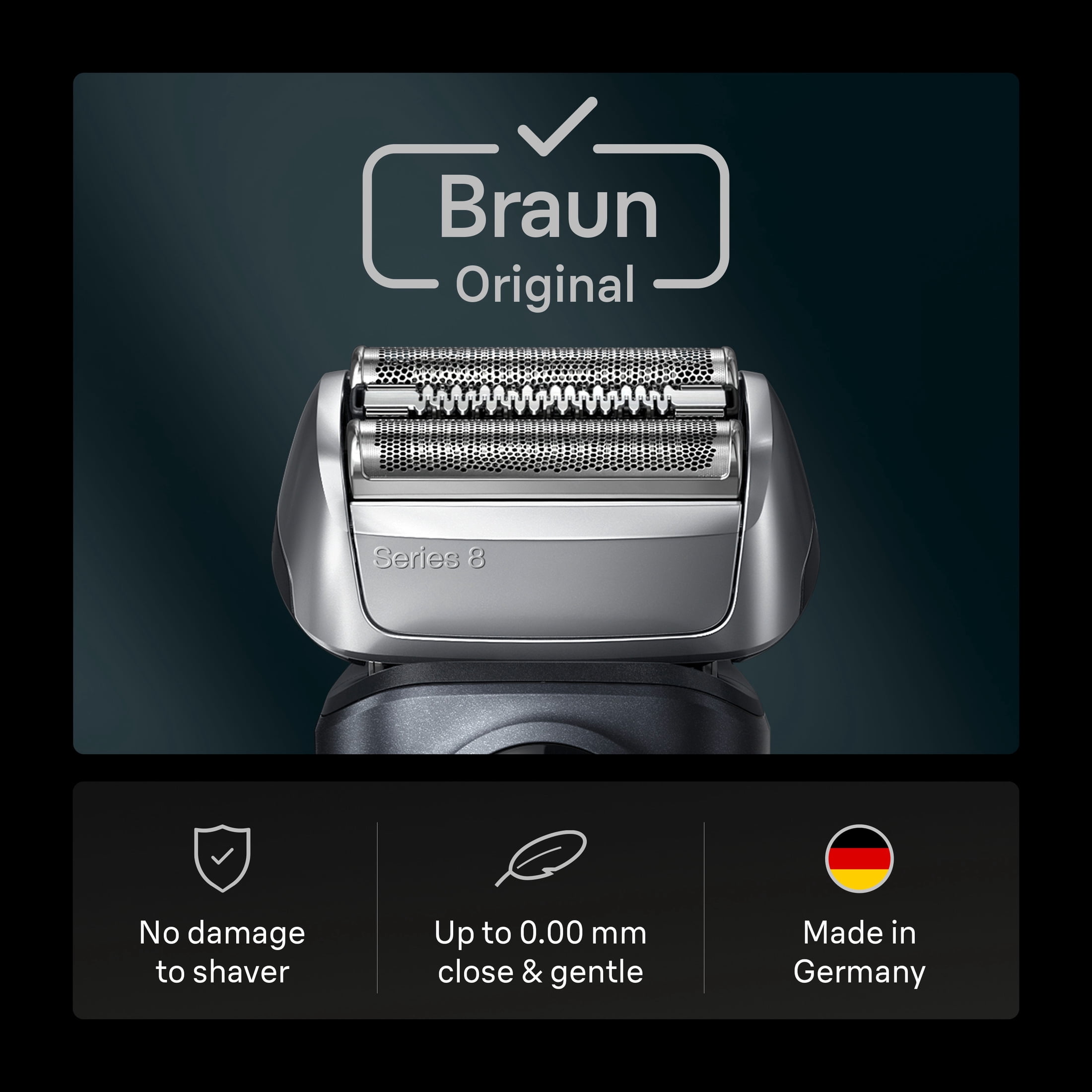 Braun Series 8 Electric Shaver ORIGINAL Replacement Head, 83M, Silver