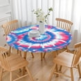 thumbnail image 3 of Colorful Tie Dye Pattern Round Fitted Tablecloth with Elastic Edge,Dining Table Cover Waterproof,Outdoor Round Tablecloth for Camping,Dining,Indoor and Outdoor, 3 of 7
