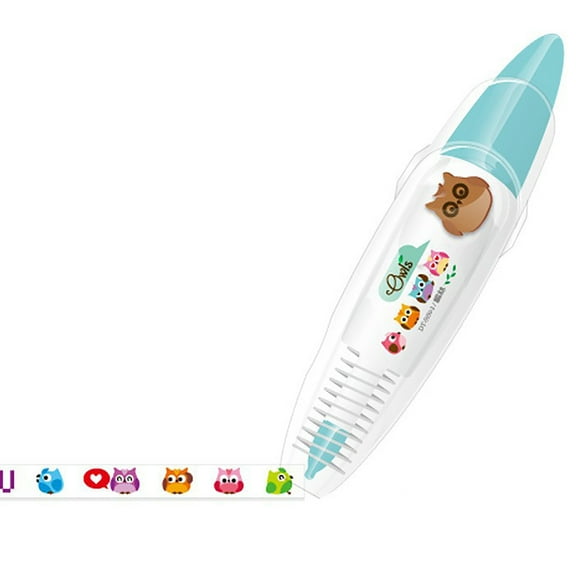 Coollooc New DIY Cute Animals Press Type Decorative Pen, Creative Cartoon Pattern Lace Correction Tape, Mini Cute Markers, for Card Postcard Notebook Decorative Tape Pen (B)