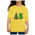 thumbnail image 4 of Curuila Toddler Boys Girls Shirt Christmas Cartoon Dinosaur Prints Long Sleeve Crew Neck T Shirt Fashion Autumn Tops Size 2-3 Years Yellow, 4 of 4