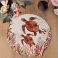 thumbnail image 3 of Ocean Red Turtles Round 15 Inch Placemats Set of 8, Coastal Coral Vintage Seagrass Flowers HeatResistant Non Slip Place Mats for Dining Table, Wipeable Braided Kitchen Table Mats for Housewarming, 3 of 9
