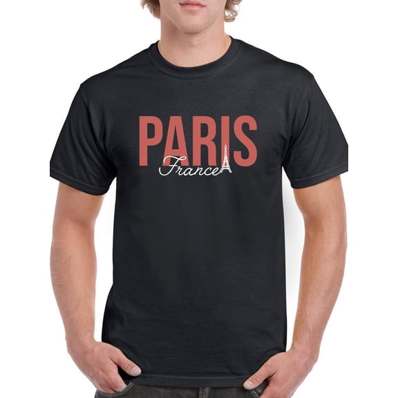 Paris France Nude Pink Banner T-Shirt Men -Image by Shutterstock, Male XX-Large