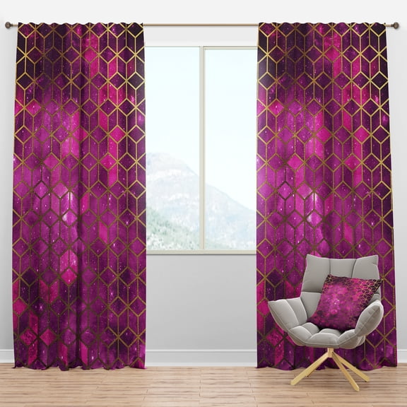 Designart 'Honeycomb Capital Gold X' Modern & Contemporary Blackout Curtain Panel