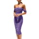 thumbnail image 1 of Vestido PRETTYGARDEN 2025 Verano Escote Hombros Descubiertos Fruncido Talle M, 1 of 7