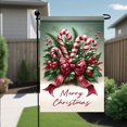 thumbnail image 5 of Christmas Candy Cane Garden Flag 12x18 Inch Winter Red Bow and Berries Design Outdoor Holiday Yard Banner Double Sided Winter House Flag Festive Garden Decoration Seasonal Home Decor, 5 of 6