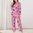 thumbnail image 3 of Lsque Sanrio Pattern Long Sleeve Pajama Set for Women - Soft 2-Piece Sleepwear and Loungewear Set with Pockets, Comfy Nightwear, 3 of 8