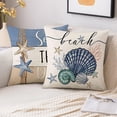 thumbnail image 2 of Beach Coastal Pillow Covers 18 x 18, Seashell Starfish Ocean Theme Decorative Pillow Covers, Home Sweet Home Throw Pillow for Cushion Sofa Bed Home Decor, 2 of 6